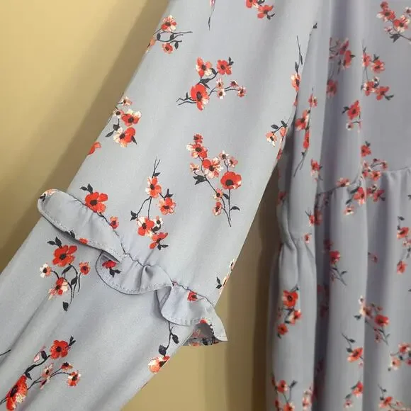 Counterparts Lilac Floral Blouse XL Ruffle Sleeve Peplum Top - Picture 3 of 8